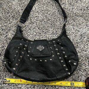 Harley-Davidson Vintage Black Studded Hobo Shoulder Bag